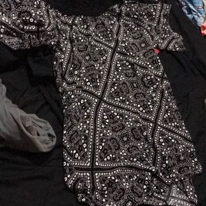 Off the shoulder yoke neck shift dress